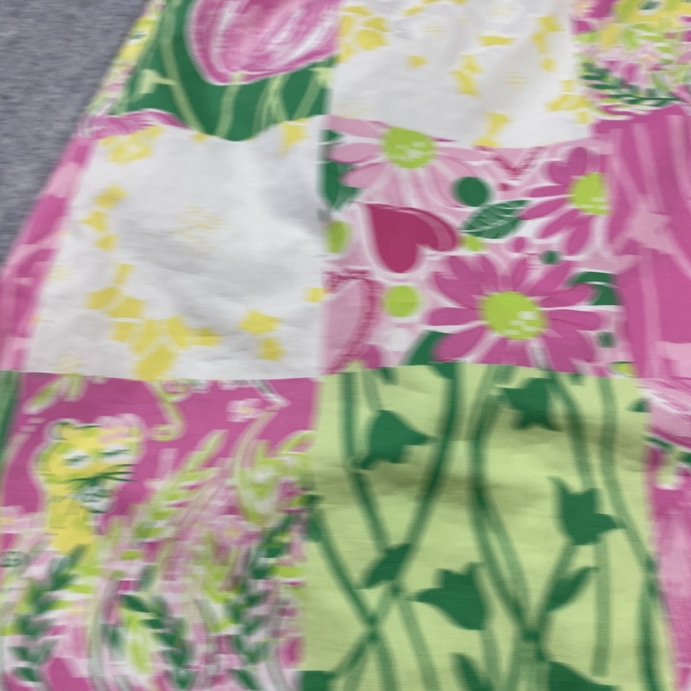 Lilly Pulitzer Skirt Womens 6 Pink Green Patchwork Floral Jungle Cat Print Lined - Picture 4 of 13